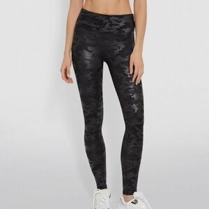 Spanx black faux leather camo leggings